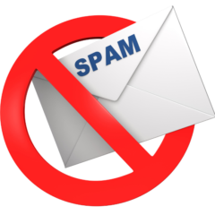 Not allowed symbol with envelope labeled SPAM